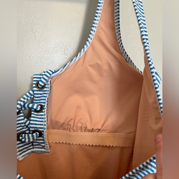 J. Crew Lace-up One-Piece In Faded Stripe - Picture 13 of 16